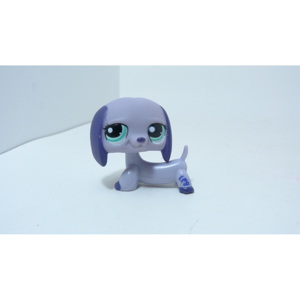 Hasbro Littlest Pet Shop LPS 1367 Purple Dachshund Dog Green Eyes Lavender Toy